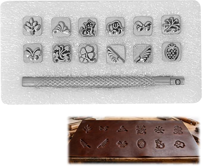 RJLCTH 13 Pcs Animal and Plant Patterns Leather Stamping Kit