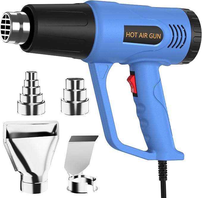 Heat Gun for Crafting,Dual Temperature Control(I: 572℉ & II:1112℉) Heat Gun' for Shrink Tubing, Vinyl And Resin, Fast Heating, Pistola De Calor with 4 Nozzles, Ideal for DIYers and Professional Trades