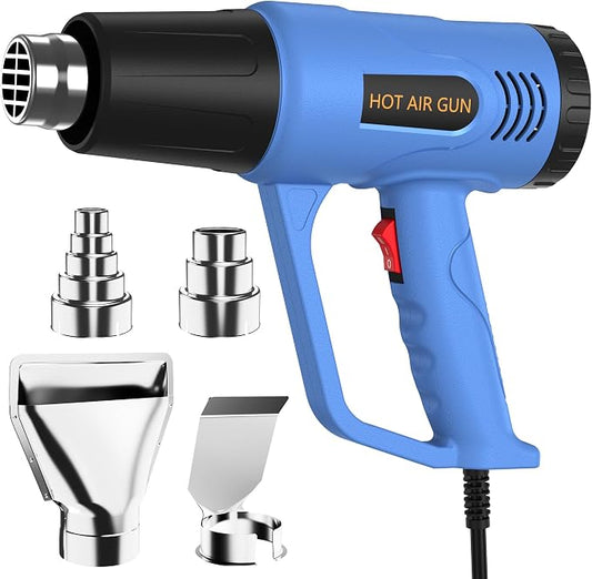 Heat Gun for Crafting,Dual Temperature Control(I: 572℉ & II:1112℉) Heat Gun' for Shrink Tubing, Vinyl And Resin, Fast Heating, Pistola De Calor with 4 Nozzles, Ideal for DIYers and Professional Trades