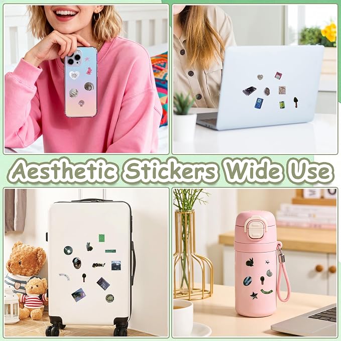 Tmtains 75 Sheets Japanese Sticker Book for Scrapbook Dreamcore Aesthetic Korean Sticker Book with Writable Paper, PET & Coated Paper Cute Stickers Books for Adults DIY Junk Journal(Light Dream)