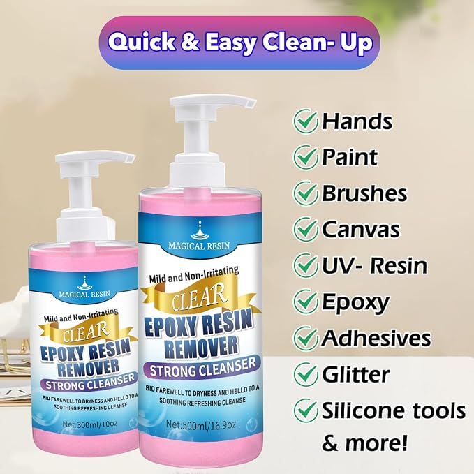 Hands Resin Remover Gel - All Natural Epoxy Resin Cleaner - Magical Cleanser for Artists - Epoxy Remover - Glue, Silicone, Paint & Glitter Soap- For Soft and Moisturized Skin