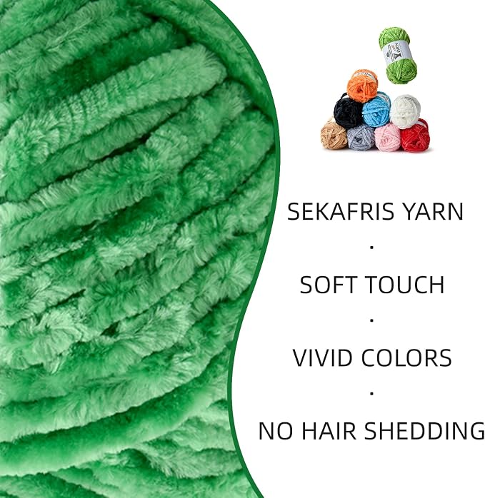 Chenille Crochet Christmas Green Yarn 4 Pack