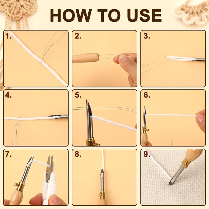 AUGSUN 39Pcs Punch Needle Kit for Craft Beginner Punch Embroidery Kit