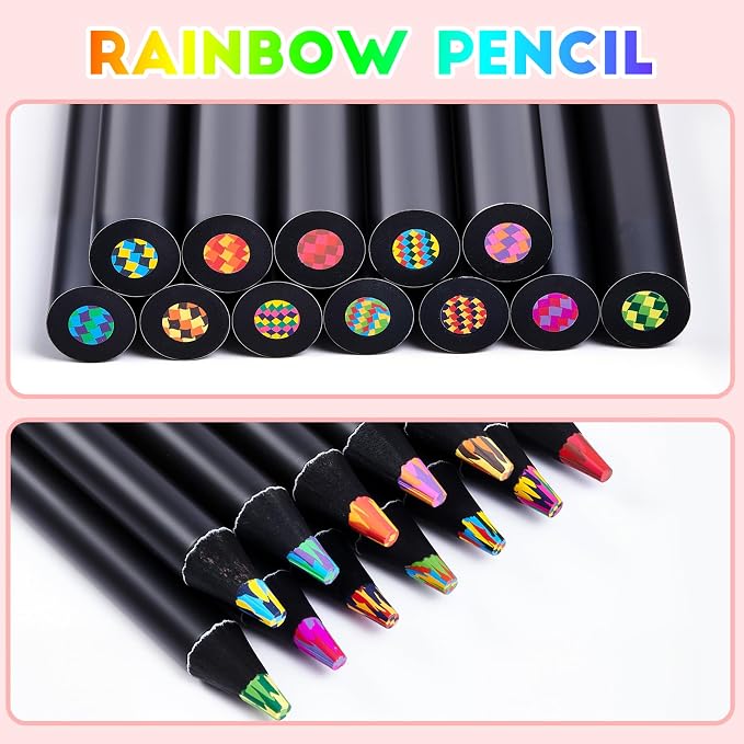 12 Rainbow Colored Pencils Set,Art Supplies & Stocking Stuffers,Teen Girl Boys Gifts Trendy Stuff,Party Favors Arts and Crafts for Kids Ages 8-12,Gifts for 5-12 Year Old Girl,Drawing & Sketch Pencil