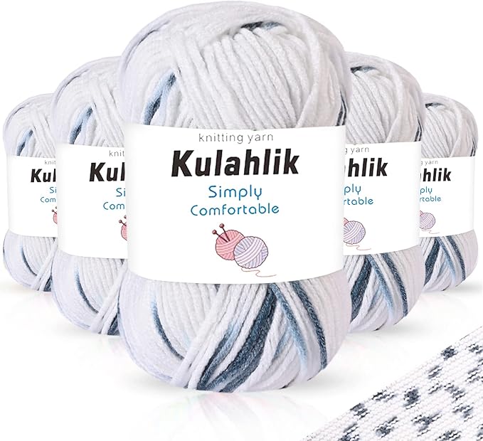250g(5x50g) Acrylic Yarn for Crochet/Knitting, Colorful Gradient Yarn Thread, 5 Rolls Skeins, Perfect for Any Knitting Crochet and Crafts Mini Project