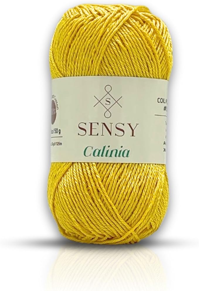 S Sensy Calinia - Mercerized Giza Cotton Amigurumi Yarn, Yellow, 131 Yards