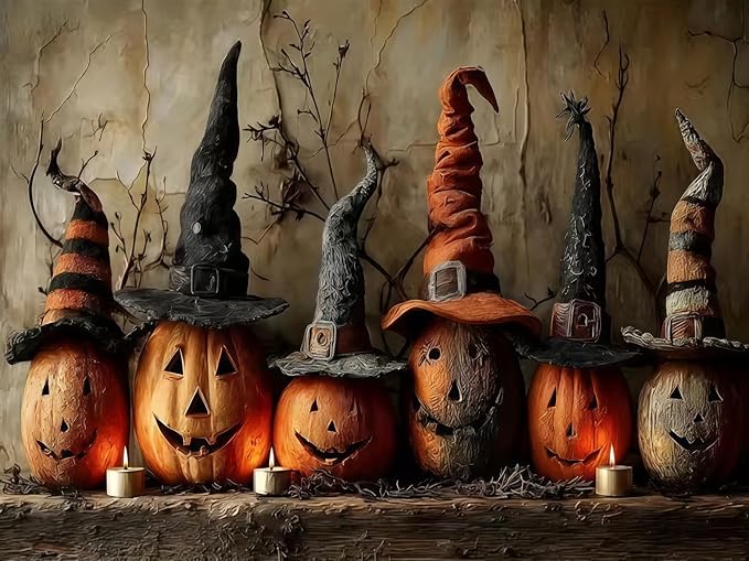 Mosaflare 5D Pumpkin Witch Hat Diamond Painting Kits for Adults 12x16 Inch