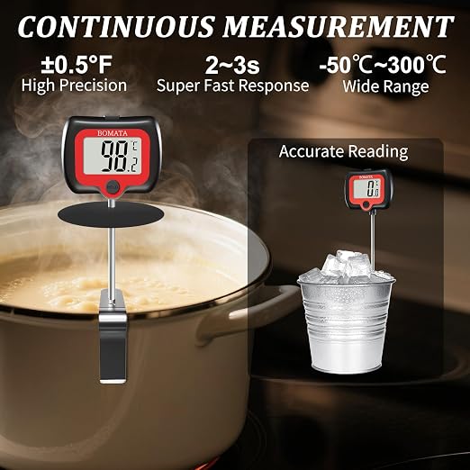 BOMATA Digital Candy Thermometer with Pot Clip, Deep Fry Oil Thermometer