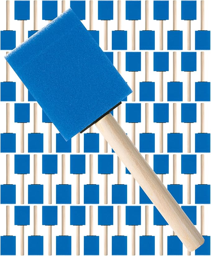 Bates- Foam Paint Brushes, 2 Inch, 75 Pack, Blue Foam Brushes for Painting with Lightweight Wooden Handles
