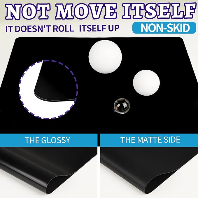 LEOBRO Silicone Mat for Resin Molds, 2 PCS 15.7" x 11.7" Play Dough Mat, Silicone Mats for Crafts, Jewelry Molds Mats, for Resin, Clay, Paint, Black & White