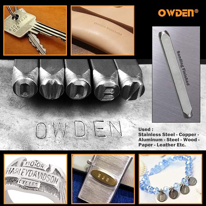 OWDEN Professional 36Pcs Steel Metal Stamps Set, 6mm (1/4")