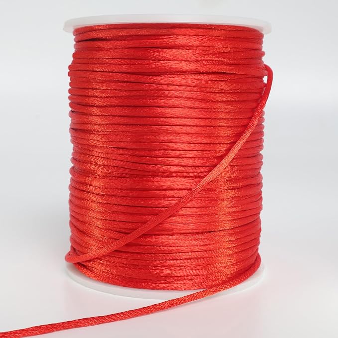 LUSTEMBER 2 mm x 330 Feet Satin Nylon Cord, Silky Smooth Nylon String for Jewelry Making Bracelet Necklaces Beading Thread Rattail Macrame Kumihimo Chinese Knot Craft