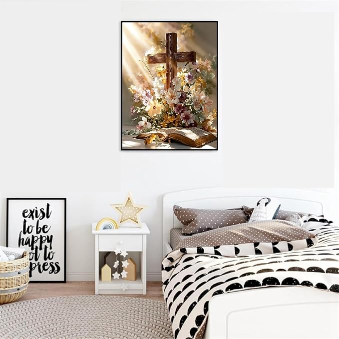 askkqtx Cross Christian Paint by Numbers Kit for Adults Unframed 16x20 in