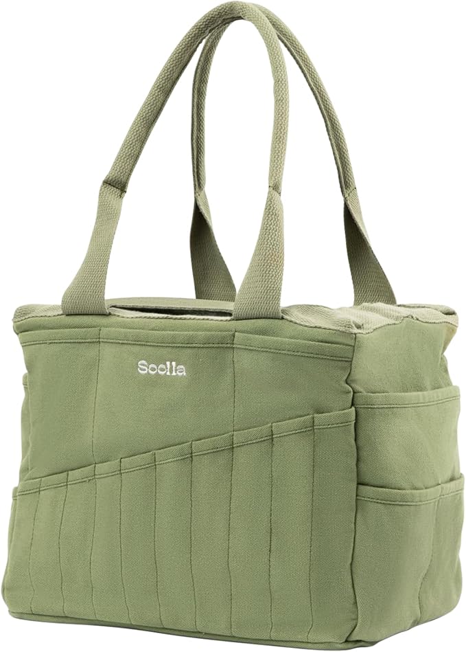 Soolla Studio Bag: Art Supply Storage Organizer & Pottery Tool Bag, Washable Tote, Yarn Bag, Crochet, 30 Pockets, 15+ Colors