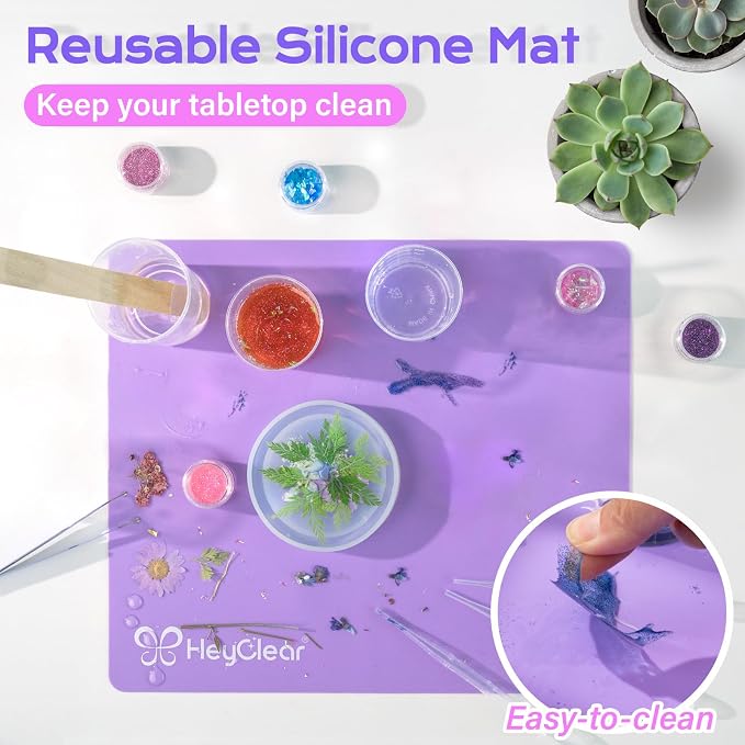 HeyClear 18oz Epoxy Resin Kit Molds Complete Set for Beginners DIY Crafts | Clear Resin kit with Silicone Mold for Starters DIY Arts & Crafts for Adults, DIY Creations, Coasters, Flowers, Decorations