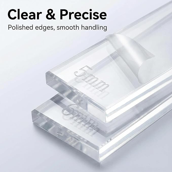 Polymer Clay Tools: Rolling Pin Guides & Roller Set | 12Pcs Acrylic Adjustable Depth Guides (2-7mm) with Protective Film for Polymer Earrings, Sculpting & Modeling Clays