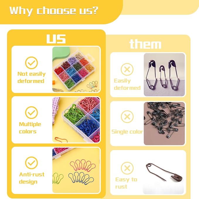 Kollase Crochet Markers, Metal Stitch Markers for Knitting and Crocheting, Accessories and Supplies (M-600 pcs)