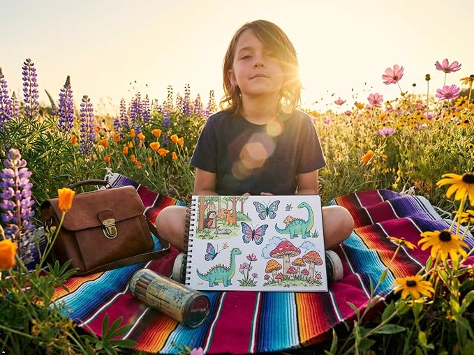 Soucolor Sketch Book for Kids, 9" x 12" Kids Sketchbook, Boys & Girls Gift | 100 Sheets Tear-out Acid-Free Drawing Paper |Spiral bound Smooth Paper for Pencils Markers Crayons, Art Supplies for Kids 3+