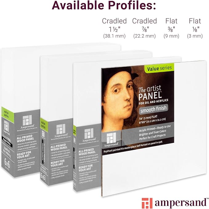 Ampersand Artist Panel Primed Smooth Surface for Painting and Mixed-Media, 1/8 Inch Depth, 11X14 Inch (APS1114)