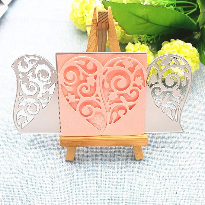 3D Card Shape Metal Cutting Dies, Invitation Card Background Dies Note Embossing Stencils for DIY Scrapbooking Photo Album Decorative DIY Paper Cards Making Gift, Classic Style Metallic Die Cut