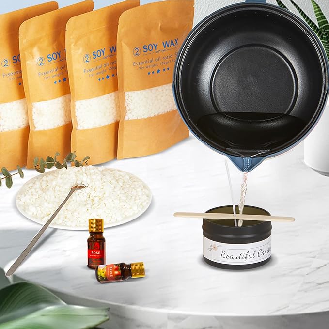 Scented Candle Making Starter Kit with Glass Jars for Adults | DIY complete candle maker set includes electric wax melter, jars, fragrances and dyes to make your own wax melts kit