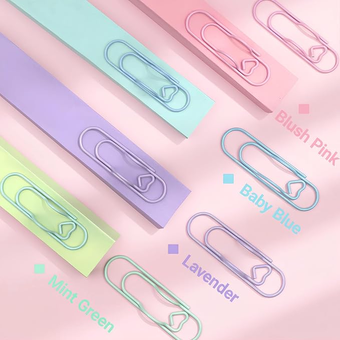 Pastel Heart Pen Holder Clips, 8 Pack Notebook Accessories for Journals