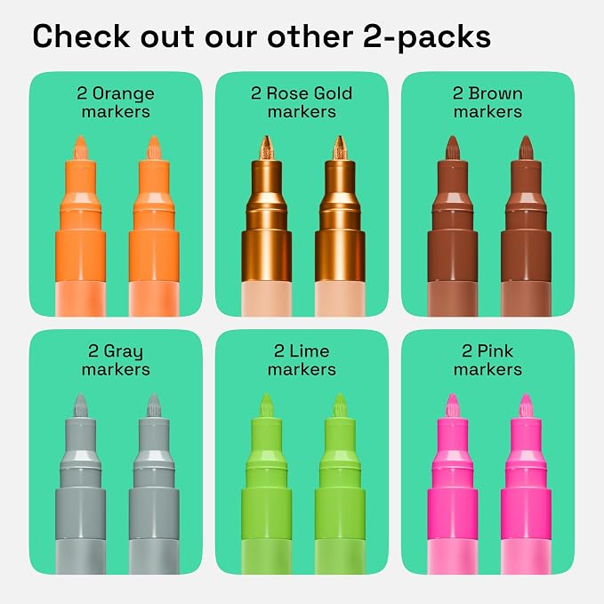 ARTISTRO Light Blue Acrylic Paint Markers - 0.7mm Extra Fine-Tip - Set of 2