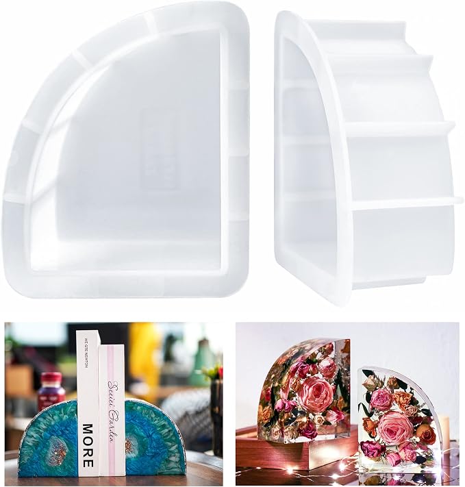LET'S RESIN Bookends Resin Molds, 1 Pair Geode Book Organize Moulds Silicone Large, Crystal Epoxy Resin Molds for Books, Desktop Organizer, Office Home Decoration, Gift