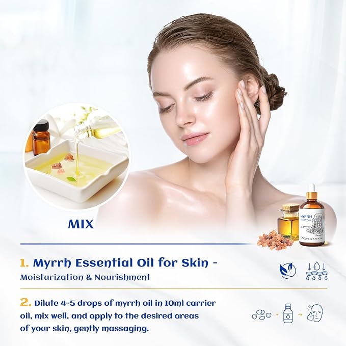 HIQILI Myrrh Essential Oil for Skin, DIY Candle & Diffuser