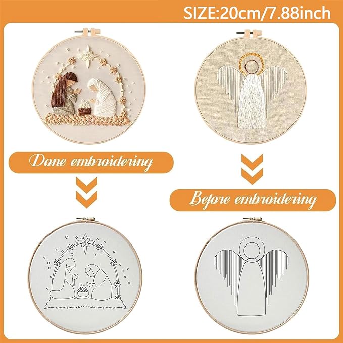 YOUDRN Nativity Scene Embroidery kit, Christmas Shepherds Embroidery Kits