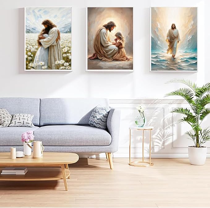 3 Pack Paint by Numbers Kit for Adults Framed Canvas, with Wooden Easel