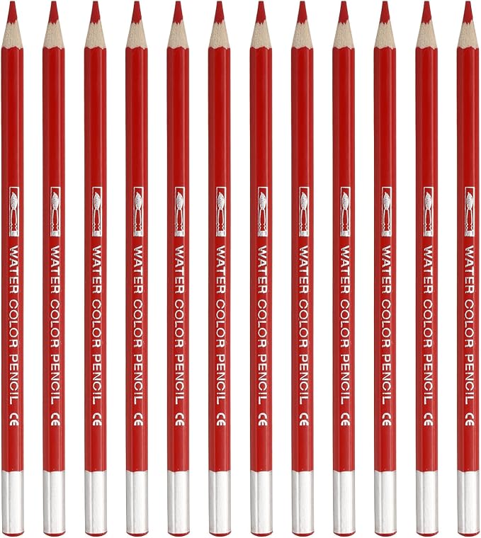 PATIKIL Watercolor Pencil, 12Pcs Water Soluble Pencils for Blending, Coloring, Sketch Drawing, Painting, Red