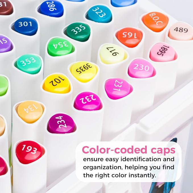 Ohuhu Alcoohol Markers Brush Chisel 48 Colors for Beginner Great Value Pack