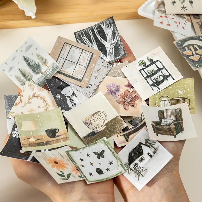 Aromoty 4 Sets 160Pcs Mini Washi Stickers Book Kit for Journaling