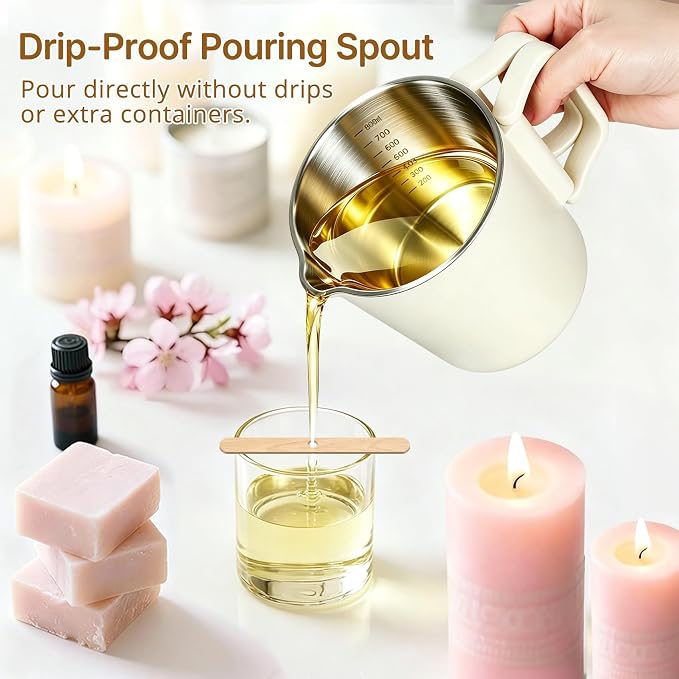Electric Wax Melting Pot for Candle Making with Pour Spout for Beginners | Wax Pot for Candle Making,800ML Wax Warmer Suitable for Parent-child DIY Adults Works with Various Wax Materials