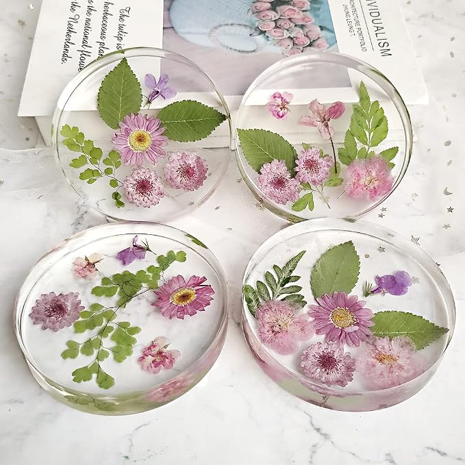 RESINWORLD 6-Cavity Deep Round Coaster Molds, 4 Inches Coaster Silicone Molds for Epoxy Resin, Coaster Resin Molds for Flower Bouquet Preservation