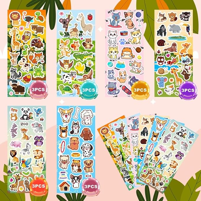 36 Sheets Animal Stickers for Kids, 700+ Cute Animal Stickers | Animal Stickers for Scrapbook, Teachers Classroom Prizes, Goodie Bag Stuffers, Birthday Gift Idea, Party Favors, Decorations