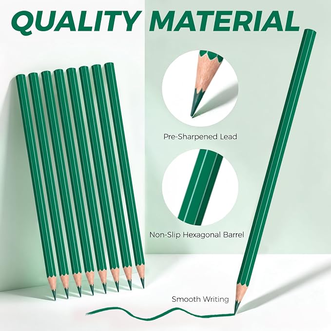 50 PCS Green Colored Pencils, Pre-sharpened Professional Wooden Art Pencils Set for Artists Painting | Premium Drawing Sketching Supplies