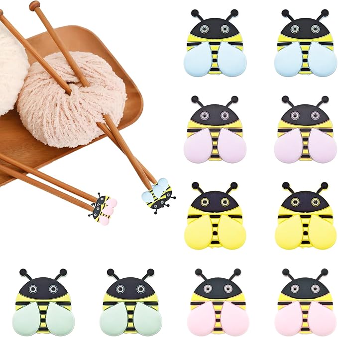10 Pack Cute Little Bee Needle Point Protection Needle Stoppers Knitting Tools Knitting Supplies Accessories