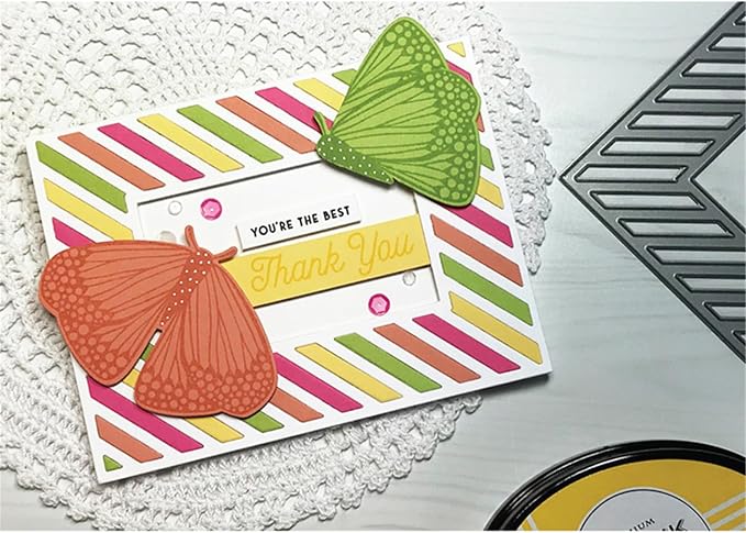 Cutting Dies 3D Background Frame Metal Stencils Scrapbooking Tools DIY Craft Thanks Embossing Template for Paper Card Making Album Arts Supplies (Frame G-Diagonal striped11.1x14.3cm)