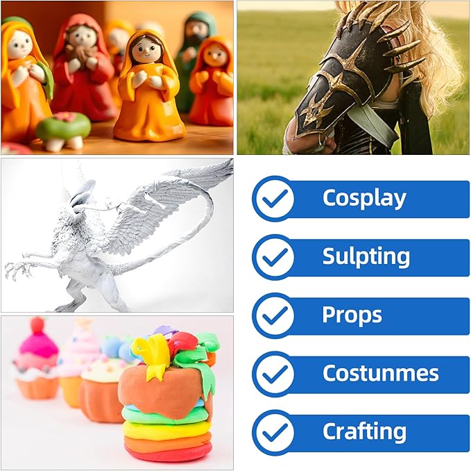 Moldable Cosplay Foam Clay Blue Colors (300g) – High Density and Quality for Intricate Designs | Air Dries to Perfection for Cutting with a Knife or Rotary Tool, Sanding or Shaping