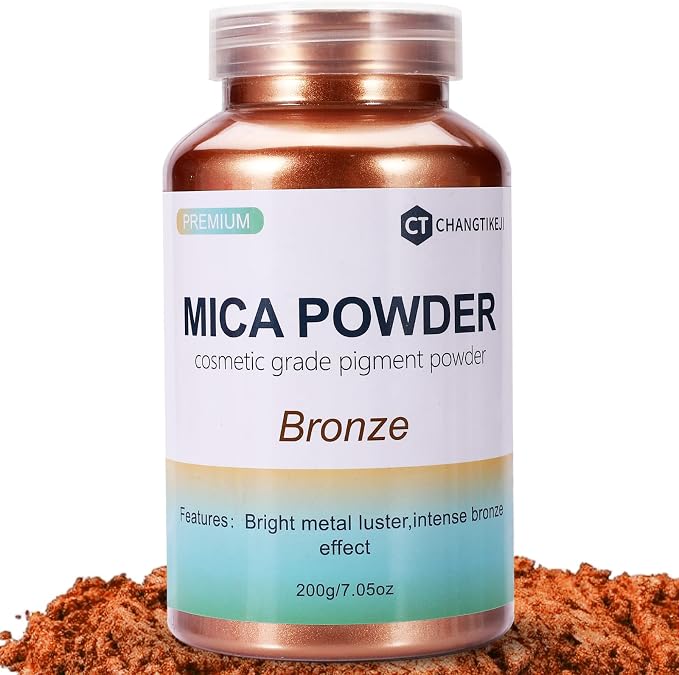 Mica Powder,7.05OZ（200g）,Bronze Mica Powder Pigment for Epoxy Resin，Lip Gloss，Paint，Dye，Soap Making，Nail Polish,Candle Making,Bath Bombs(Bronze)