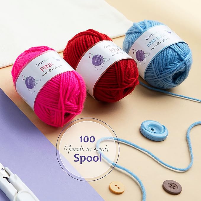 Hearth & Harbor Acrylic Yarn Skeins 12 x 50g - 1200 Yards - Yarn for Crocheting - Soft Yarn for Knitting and Crafts - Multicolored Crochet Craft Yarn for Adults and Kids - 12 Pack (VDS-HH-Yrn12)