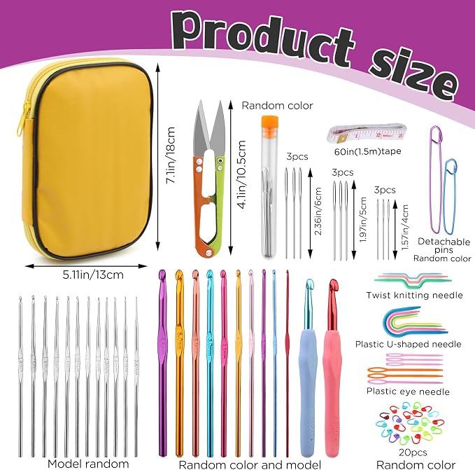 IMZAY Crochet Hooks Set, 66Pack Crochet Needles Set Ergonomic Crochet Hooks | Crochet Needles for Yarn with Storage Case, Knitting Needles, Crochet Kits for Beginners Knitting Accessories 0.6mm-6.5mm