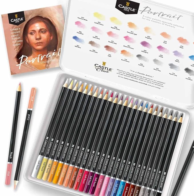 Castle Art Supplies 24 Colored Pencil Set - Portraits Themed Palette