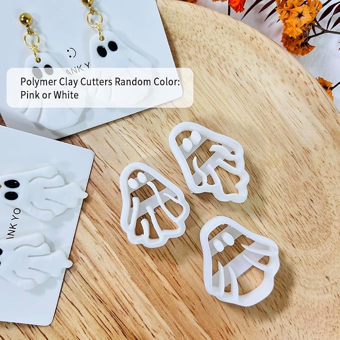 Xaekicr Halloween Ghost Polymer Clay Cutters – 3 Pcs Spooky Clay Cutters for Earrings and DIY Crafts, Polymer Clay Tools for Jewelry Making