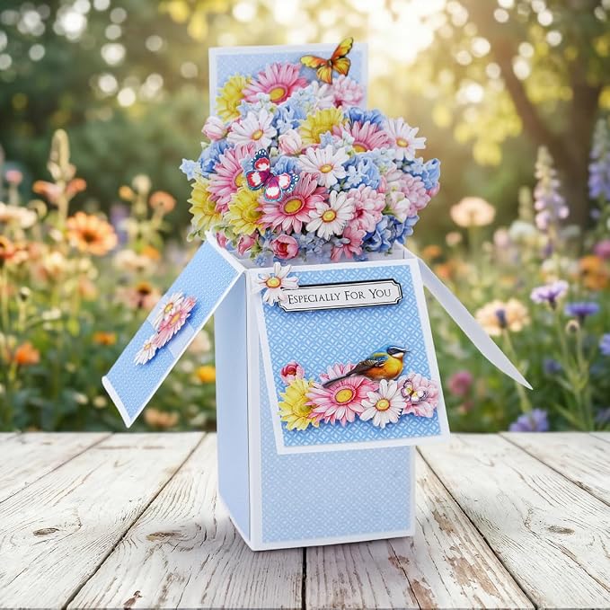 Katy Sue Blooming Box Bouquets Pop Up Card Making Kit. Make 8 3D Floral Box Cards. All-in-one Kit: Die-Cut Decoupage, Cardstock, Adhesive Pads, Envelopes & Instructions for Card Making Supplies