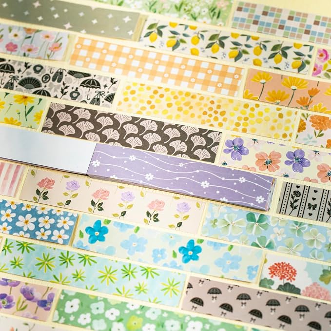 Aromoty Slim 192Pcs Washi Stickers Book Kit, 6 Sets Flowers