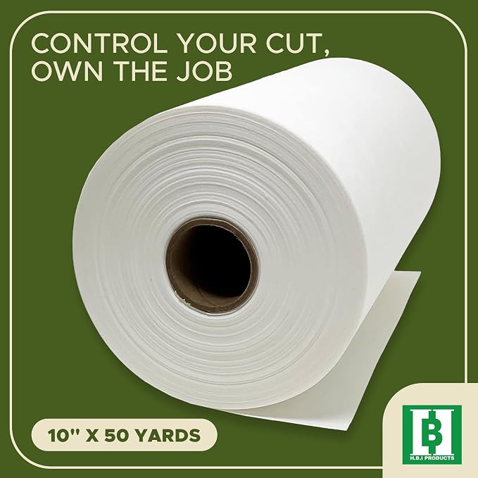 HBI Cut Away Embroidery Stabilizer Roll, 2.5 oz Medium, 10 in x 50 yd | 2.5 oz permanent cutaway backing, knits and stretch fabric, prevents puckering, soft on skin, machine embroidery, USA made