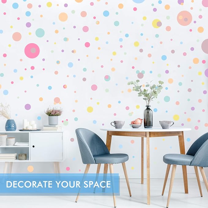 Zonon 264 Pcs Polka Dot Wall Stickers, Colorful Peel and Stick Kids Room